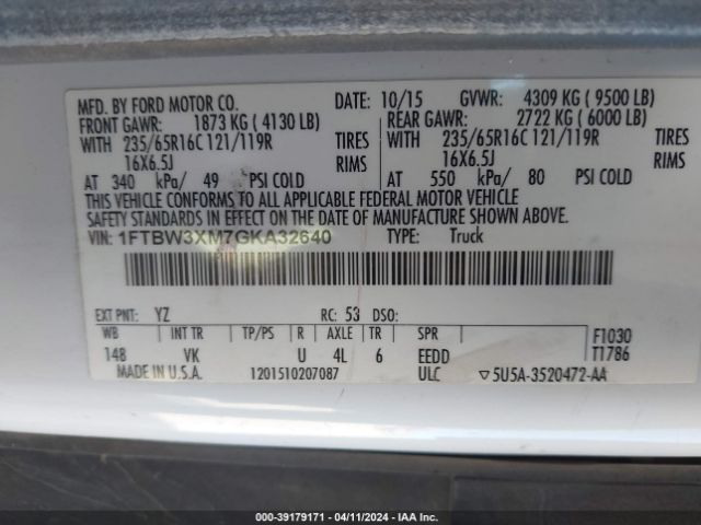 1FTBW3XM7GKA32640 Ford Transit-350