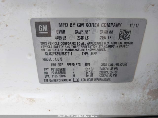 KL4CJFSB9JB587911 Buick Encore Preferred Ii