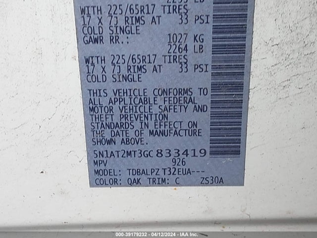 Nissan ROGUE S 2016 5N1AT2MT3GC833419 Image 9