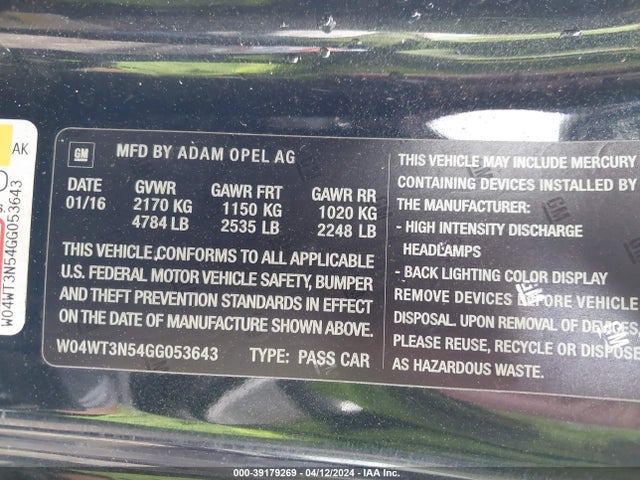 W04WT3N54GG053643 Buick Cascada Premium