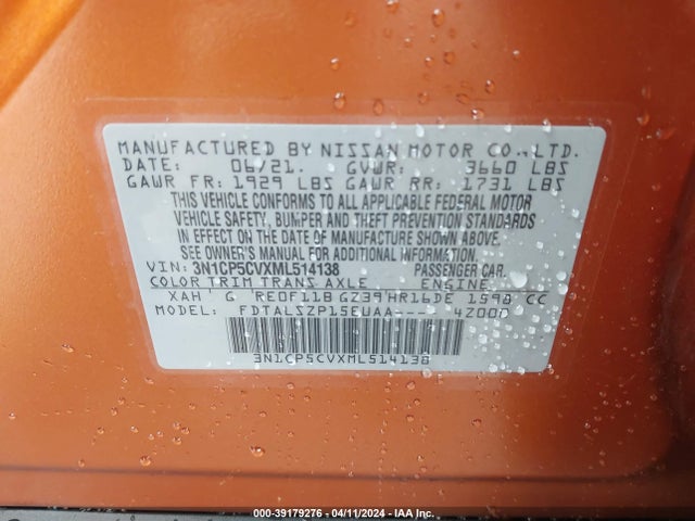Nissan KICKS SV 2021 3N1CP5CVXML514138 Image 9