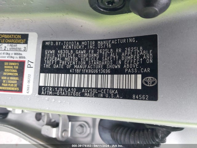 Toyota CAMRY XLE 2016 4T1BF1FK8GU613696 Image 9