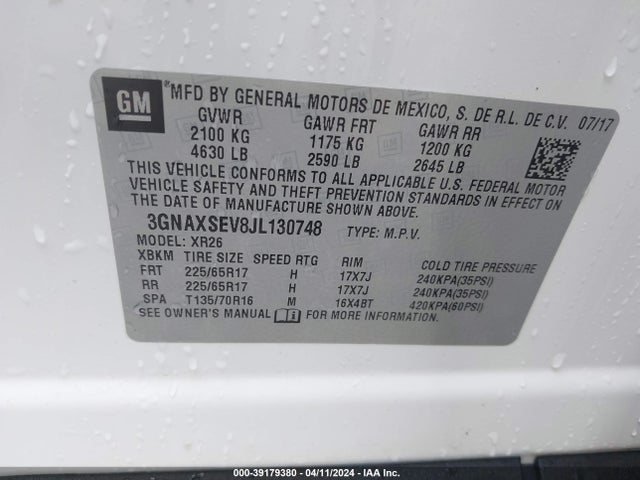 Chevrolet EQUINOX LT 2018 3GNAXSEV8JL130748 Image 9