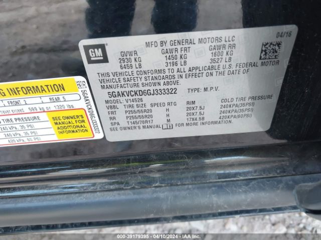 5GAKVCKD6J333322 Buick Enclave