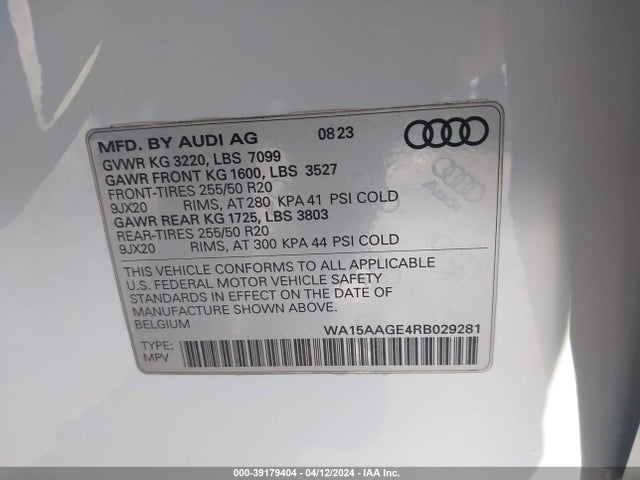 Audi Q8 E-tron Premium Plus Quattro 2024 WA15AAGE4RB029281 Image 9