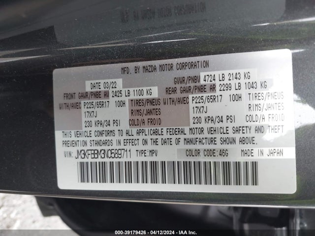 JM3KFBBM3N0589711 Mazda Cx-5 2.5 S Select