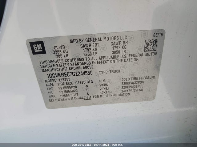 Chevrolet Silverado 1500 2lt 2016 1GCVKREC7GZ244550 Image 9