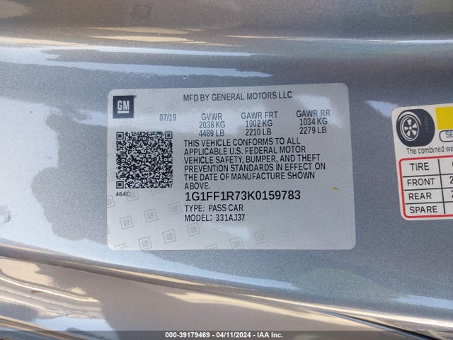 Chevrolet Camaro 1ss 2019 1G1FF1R73K0159783 Image 9