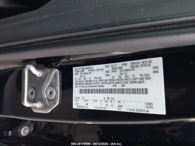 Ford Escape Titanium 2017 1FMCU0JD4HUD39492 Image 9