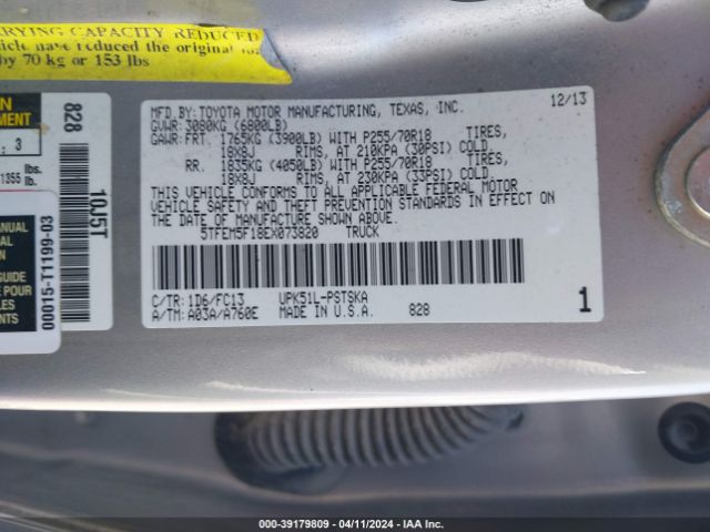 5TFEM5F18EX073820 Toyota Tundra Sr5 4.6l V8