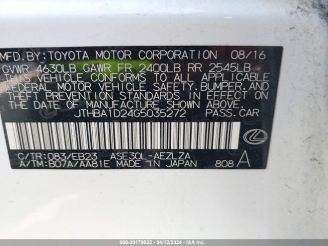 JTHBA1D24G5035272 Lexus IS 200T