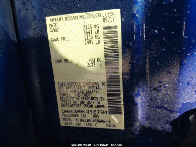 1N4AA6AP6HC456794 Nissan Maxima 3.5 Sl