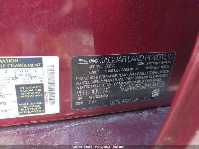 SAJAR4BG4HA964555 Jaguar Xe 25t