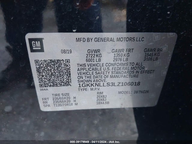 GMC Acadia Awd At4 2020 1GKKNLLS3LZ106018 Image 9