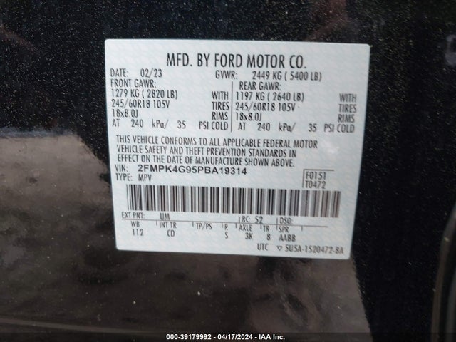 Ford EDGE SE 2023 2FMPK4G95PBA19314 Image 9