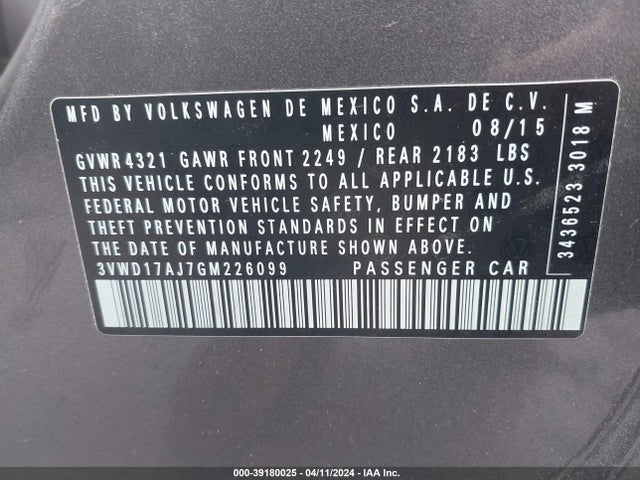 3VWD17AJ7GM226099 Volkswagen Jetta 1.8t Sport