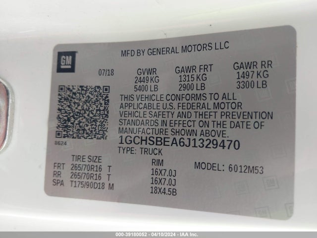 Chevrolet Colorado Wt 2018 1GCHSBEA6J1329470 Image 9