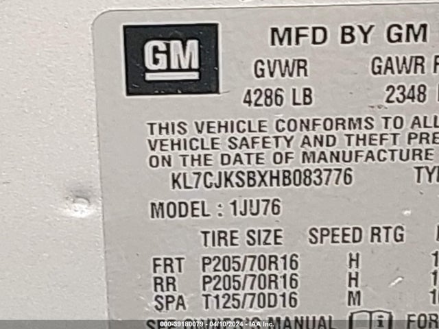 Chevrolet TRAX LS 2017 KL7CJKSBXHB083776 Image 9