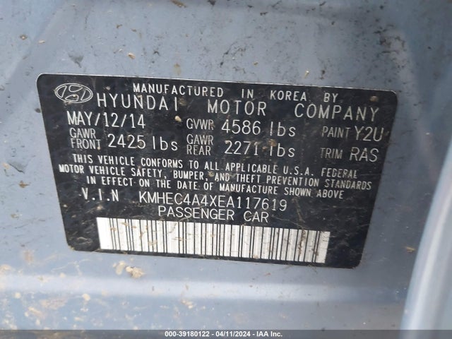 Hyundai SONATA HYBRID 2014 KMHEC4A4XEA117619 Image 9