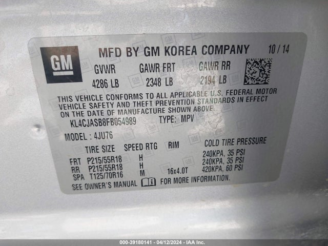 Buick Encore 2015 KL4CJASB8FB054989 Image 9