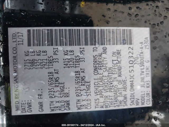 5N1DL0MM4JC510322 Infiniti QX60