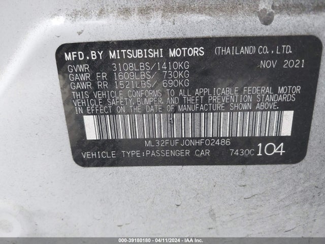 2022 MITSUBISHI MIRAGE G4 ML32FUFJ0NHF02486 Photo 8