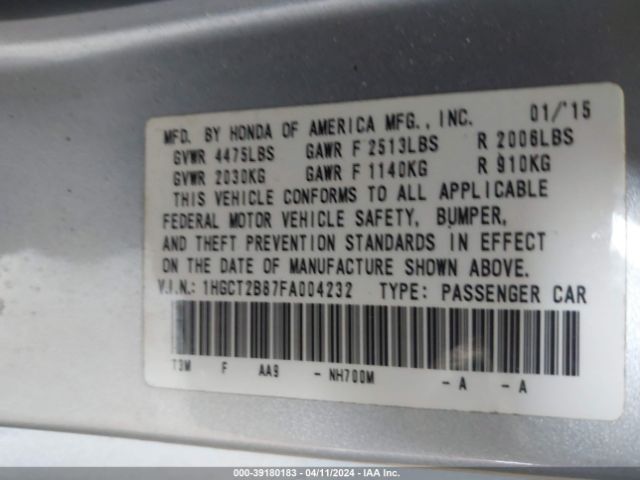 1HGCT2B87FA004232 Honda Accord Ex-l V-6