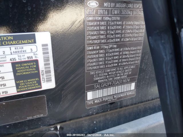 SALGR2PF7GA311674 Land Rover Range Rover 3.0l V6 Supercharged