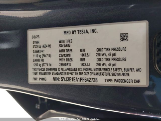 2023 TESLA MODEL 3 5YJ3E1EA1PF642728 Photo 8