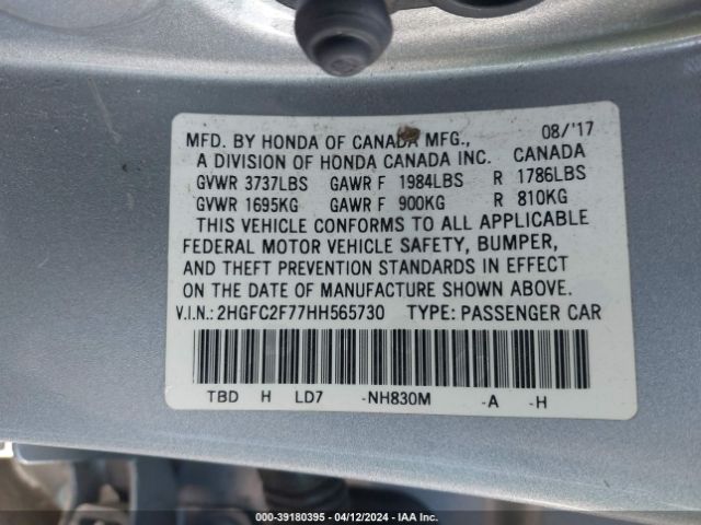 2HGFC2F77HH565730 Honda CIVIC EX