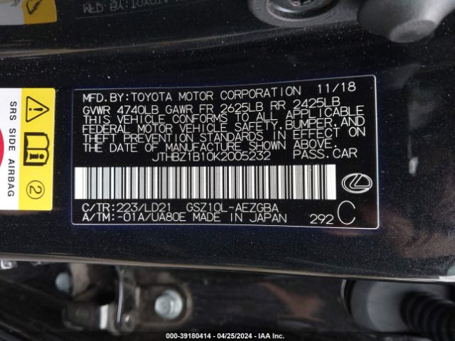 JTHBZ1B10K2005232 Lexus ES 350