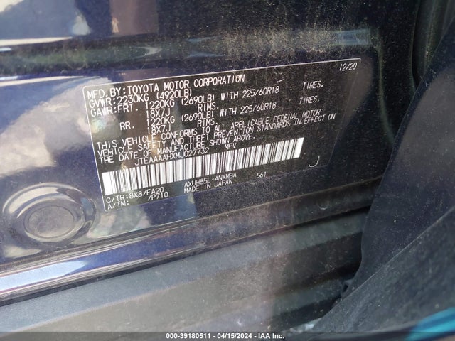 Toyota VENZA LE 2021 JTEAAAAHXMJ027732 Image 9