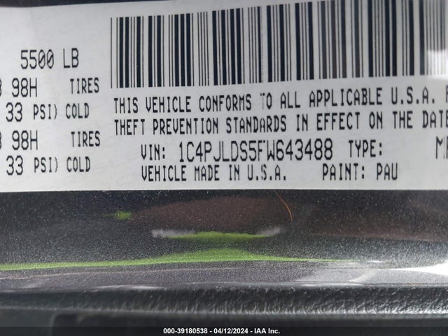 Jeep Cherokee Limited 2015 1C4PJLDS5FW643488 Image 9