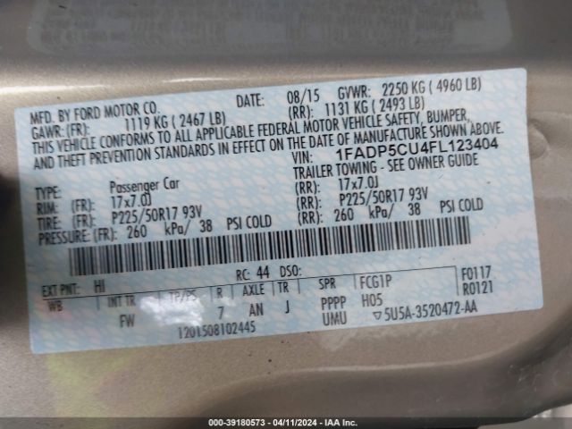 1FADP5CU4FL123404 Ford C-max Energi Sel