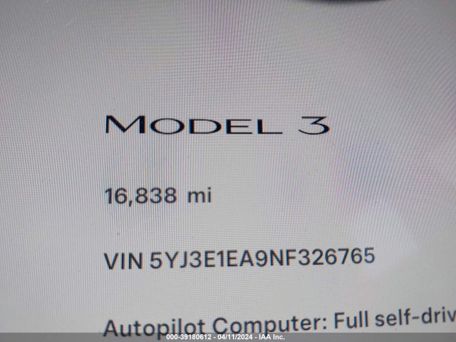 Tesla Model 3 Rear-wheel Drive 2022 5YJ3E1EA9NF326765 Image 15