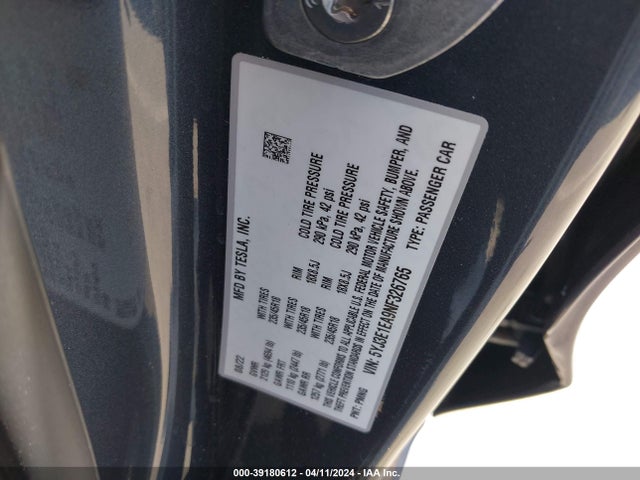 Tesla Model 3 Rear-wheel Drive 2022 5YJ3E1EA9NF326765 Image 9