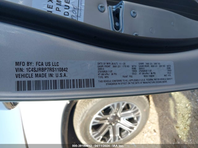 1C4SJRBP7RS110842 Jeep Wagoneer L Series Ii 4x2