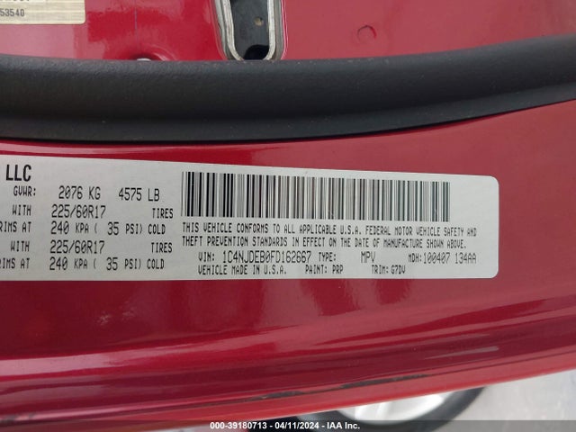 Jeep Compass Latitude 2015 1C4NJDEB0FD162667 Image 9