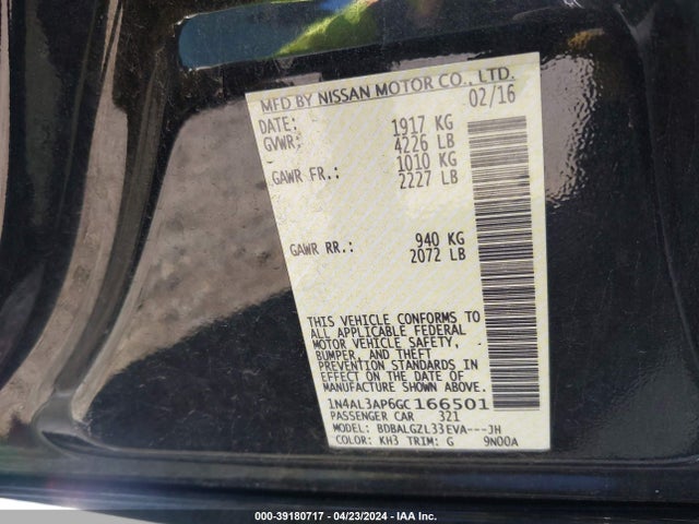 Nissan Altima 2.5 S 2016 1N4AL3AP6GC166501 Image 9