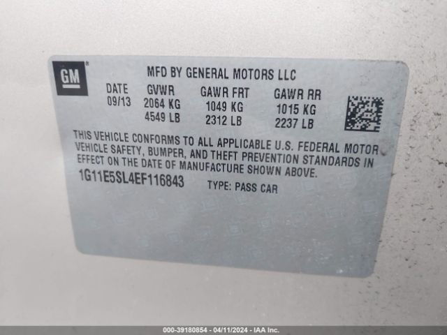 1G11E5SL4EF116843 Chevrolet MALIBU 2LT