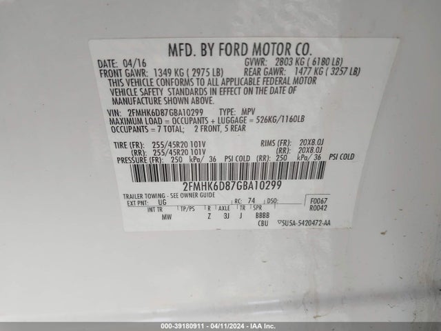 Ford Flex Limited 2016 2FMHK6D87GBA10299 Image 9