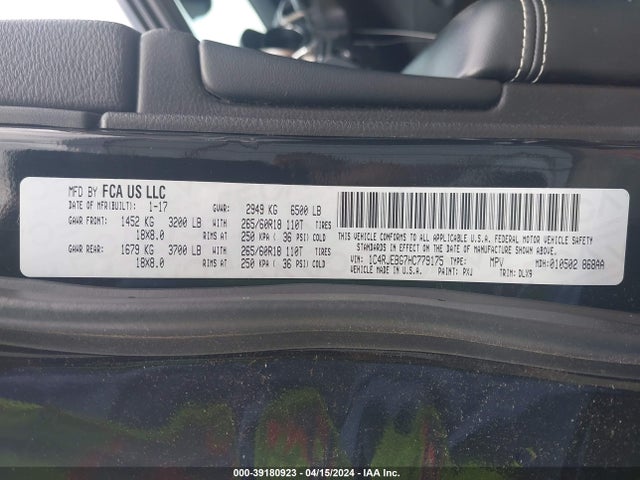 1C4RJEBG7HC779175 Jeep Grand Cherokee Limited 4x2