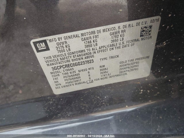 Chevrolet Silverado 1500 1lt 2016 3GCPCREC6GG237823 Image 9