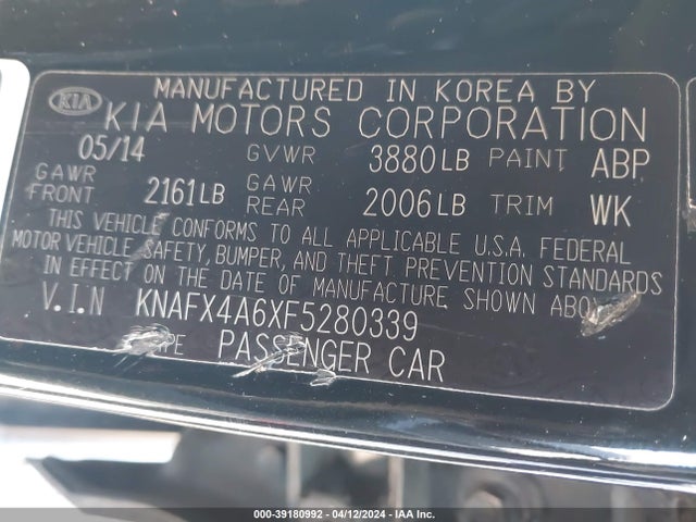 KIA FORTE LX 2015 KNAFX4A6XF5280339 Image 9