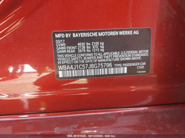 WBA4J1C57JBG75796 BMW 430i Gran Coupe
