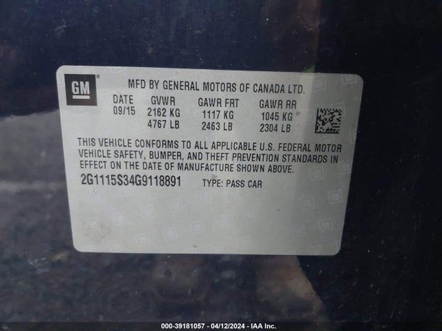 Chevrolet Impala 2lt 2016 2G1115S34G9118891 Image 9