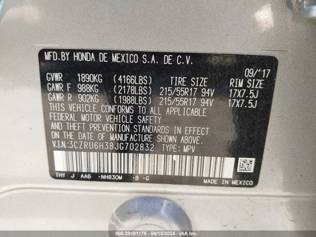 Honda HR-V LX 2018 3CZRU6H38JG702832 Image 9