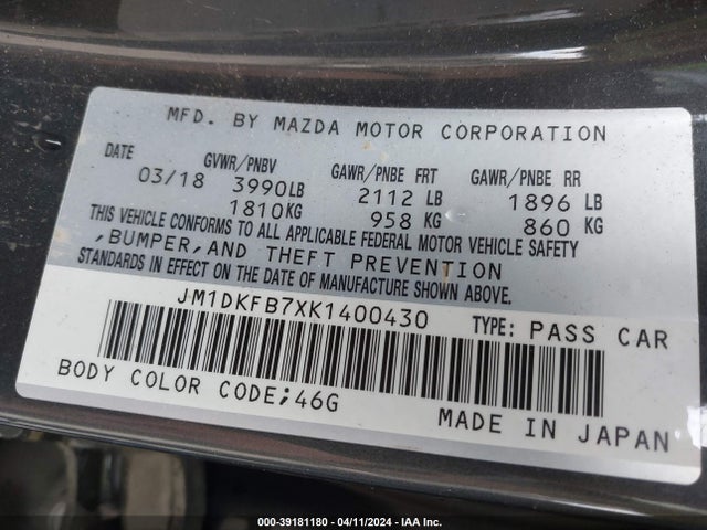 JM1DKFB7XK1400430 Mazda Cx-3 Sport