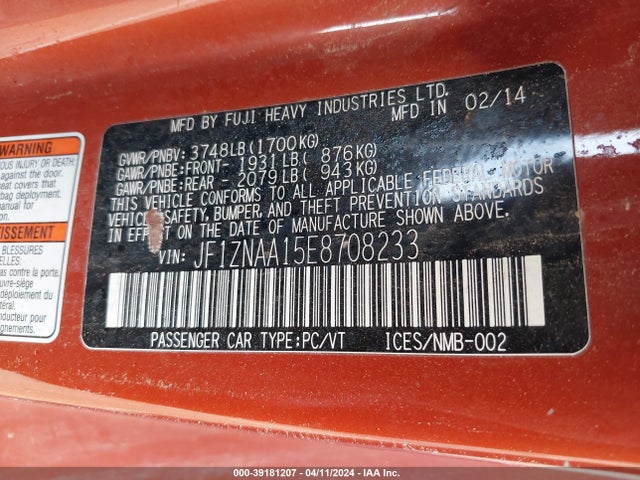 Scion Fr-s Monogram 2014 JF1ZNAA15E8708233 Image 9