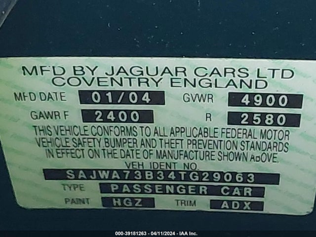 2004 JAGUAR XJ SAJWA73B34TG29063 Photo 8